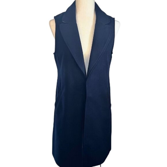 EQUIPMENT Ink Blue Garner Italian Wool Long Blazer Vest Size 6 - Picture 2 of 12